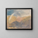 Mountainous landscape painting with a rainbow at Crichton Castle - Joseph Mallord William Turner — framed artwork on a wall
