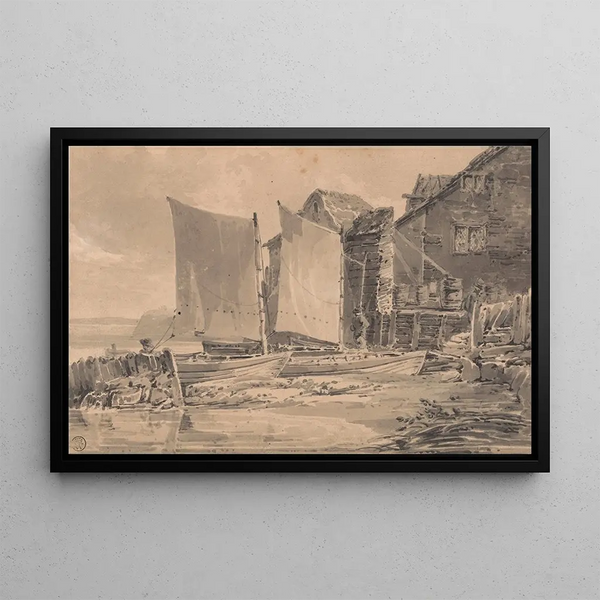 Fisherman's Cottage in Dover - Joseph Mallord William Turner — framed artwork on a wall