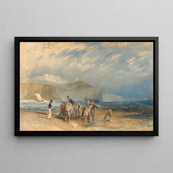 Port of Folkestone and coast up to Dover - Joseph Mallord William Turner — framed artwork on a wall