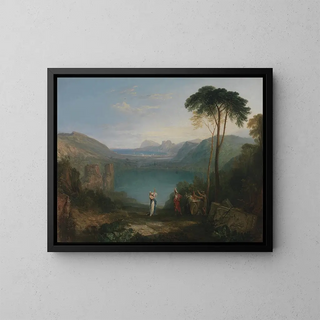 The Lake of Averne, Aeneas and the Sybil of Cumae - Joseph Mallord William Turner — framed artwork on a wall