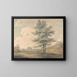 Landscape with Trees and Figures - Joseph Mallord William Turner — framed artwork on a wall