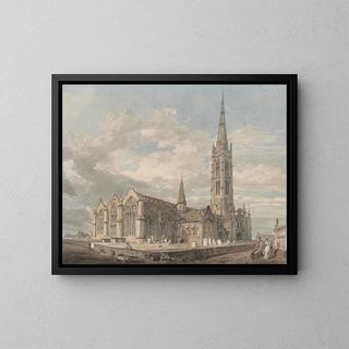 North-East View of Grantham Church, Lincolnshire - Joseph Mallord William Turner — framed artwork on a wall