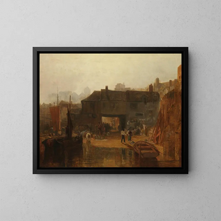 Saltash painting with the ferry, Cornwall - Joseph Mallord William Turner — framed artwork on a wall