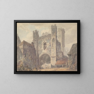 Porte Saint-Augustin de Canterbury - Joseph Mallord William Turner — framed artwork on a wall
