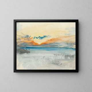 Sunset on the Water - Joseph Mallord William Turner — framed artwork on a wall