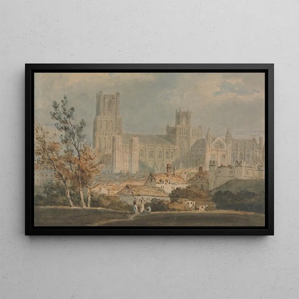 View of Ely Cathedral - Joseph Mallord William Turner — framed artwork on a wall