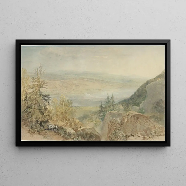 View of Farnley Hall in Yorkshire - Joseph Mallord William Turner — framed artwork on a wall