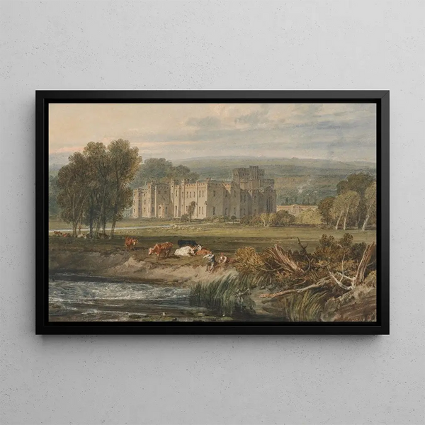 View of Hampton Court Herefordshire from the southeast - Joseph Mallord William Turner — framed artwork on a wall