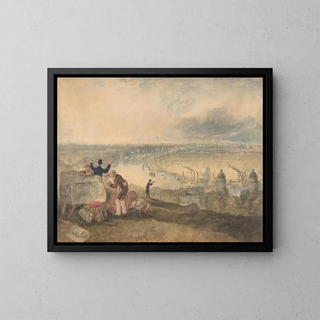 View of London from Greenwich - Joseph Mallord William Turner — framed artwork on a wall