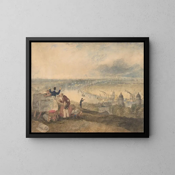 View of London from Greenwich - Joseph Mallord William Turner — framed artwork on a wall