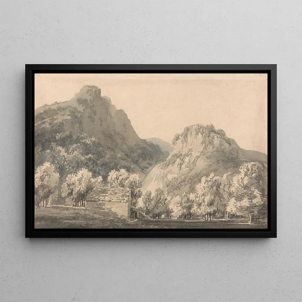 Cascade de Lodore, Cumberland - Joseph Mallord William Turner — framed artwork on a wall