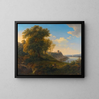 Landscape Painting of the Danube - Joseph Messmer — framed artwork on a wall