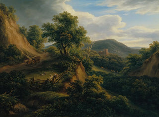 Mountainous wooded landscape with ruins - Joseph Messmer — artwork view