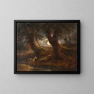 Part of the forest in moonlight - Joseph Messmer — framed artwork on a wall