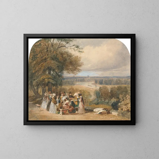 a picnic on Richmond Hill - Joseph Murray Ince — framed artwork on a wall
