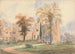 an unidentified Gothic manor, side view of the house with garden - Joseph Murray Ince — artwork view