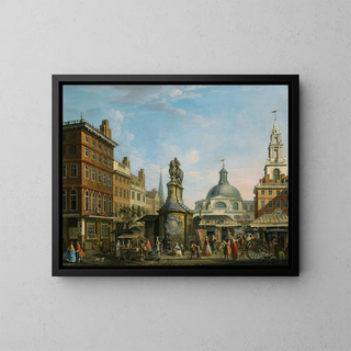 View of the London Stock Market - Joseph Nickolls — framed artwork on a wall