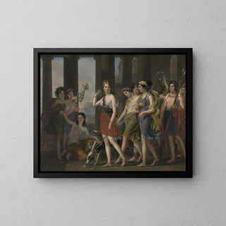 La belle Anthia conduit ses compagnes au temple de Diane à Éphèse - Joseph Paelinck — framed artwork on a wall
