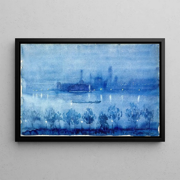Night Blue Painting, London - Joseph Pennell — framed artwork on a wall