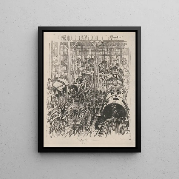 Construire des moteurs pour les alliés - Joseph Pennell — framed artwork on a wall