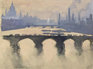 my London window painting, domes, spires and chimneys, fog and smoke - Joseph Pennell — artwork view