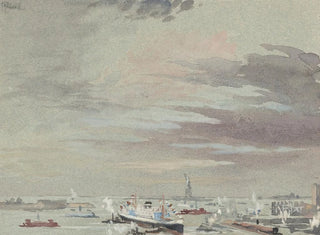 The Port and the Statue of Liberty - Joseph Pennell — artwork view