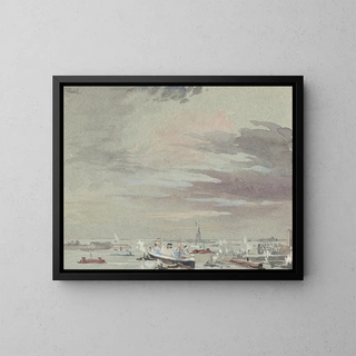 The Port and the Statue of Liberty - Joseph Pennell — framed artwork on a wall