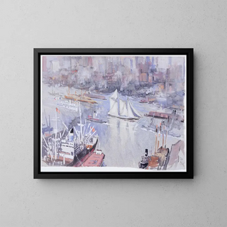 The schooner - Joseph Pennell — framed artwork on a wall