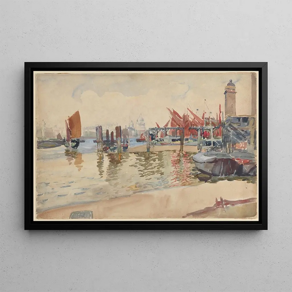 View of London - Joseph Pennell — framed artwork on a wall