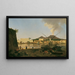 The port Granatella near Portici with Vesuvius in the background - Joseph Rebell — framed artwork on a wall