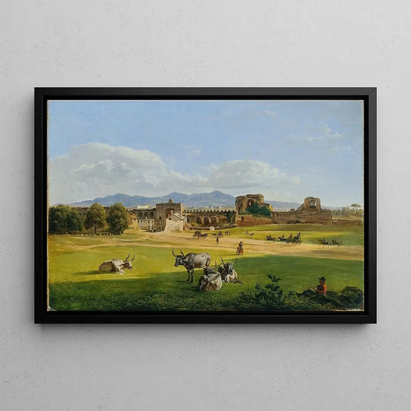 La Porta San Giovanni vers Frascati, paysage de campagne - Joseph Rebell — framed artwork on a wall
