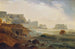 Côte près de Naples avec château et pêcheurs tirant des filets - Joseph Rebell — artwork view