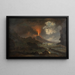 Eruption du Vésuve de Nuit avec Vue sur l'École de Virgile - Joseph Rebell — framed artwork on a wall