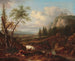 Mountain landscape painting with a bridge - Joseph Roos — artwork view