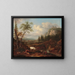 Mountain landscape painting with a bridge - Joseph Roos — framed artwork on a wall