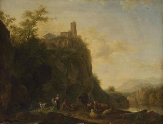 Mountain landscape painting with livestock - Joseph Roos — artwork view