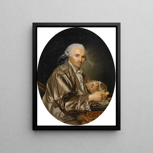 Portrait of a gentleman shell collector - Joseph Siffred Duplessis — framed artwork on a wall