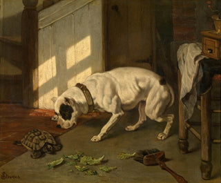 Dog with a turtle - Joseph Stevens — artwork view