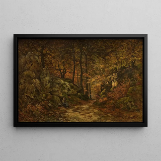 La Gorge aux Loups à Fontainebleau - Joseph Théodore Coosemans — framed artwork on a wall