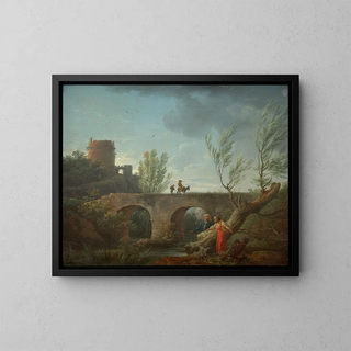 Landscape painting with morning effect - Joseph Vernet — framed artwork on a wall