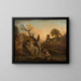 Encounter galant of soldiers near a river and fishermen in front of a cascade - Joseph Vernet — framed artwork on a wall