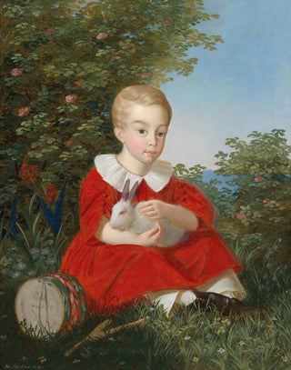 Joseph Weidner - Bildnis eines Knaben mit Zwerghasen.webp