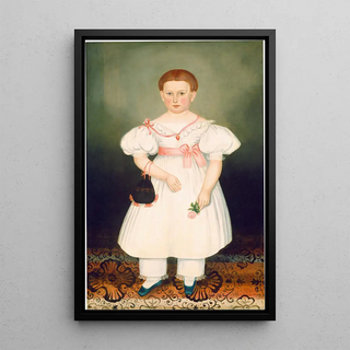 Girl with reticule and rose - Joseph Whiting Stock — framed artwork on a wall