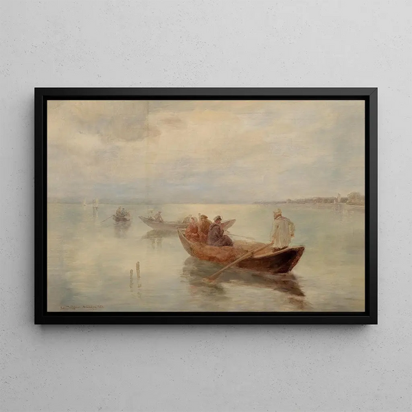 Departure of Fishermen - Joseph Wopfner — framed artwork on a wall