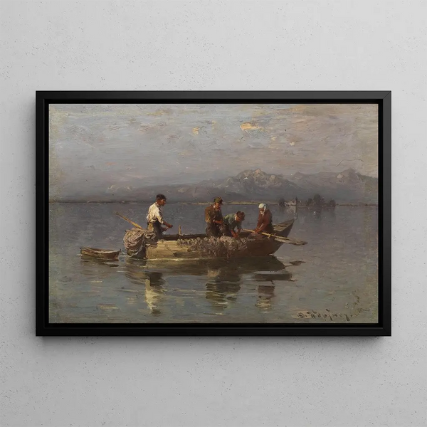 Fishermen of Chiemsee - Joseph Wopfner — framed artwork on a wall