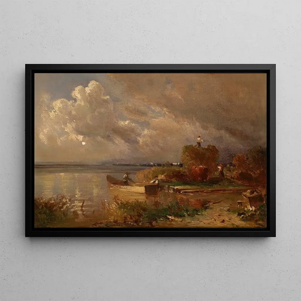Harvest at Chiemsee - Joseph Wopfner — framed artwork on a wall
