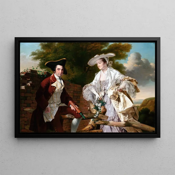 Peter Perez Burdett and his first wife Hannah - Joseph Wright of Derby — framed artwork on a wall