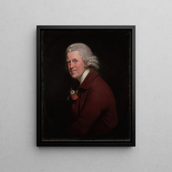 Portrait of old John Head, innkeeper at the King's Head Inn in Derby - Joseph Wright of Derby — framed artwork on a wall