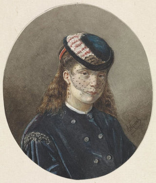 Joseph de Groot - Portret van een jonge vrouw met hoedje met voile.webp