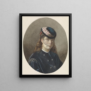 Joseph de Groot - Portret van een jonge vrouw met hoedje met voile.webp